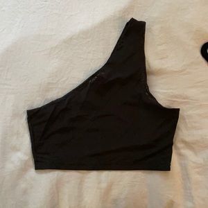 Mesh One Shoulder Crop Top